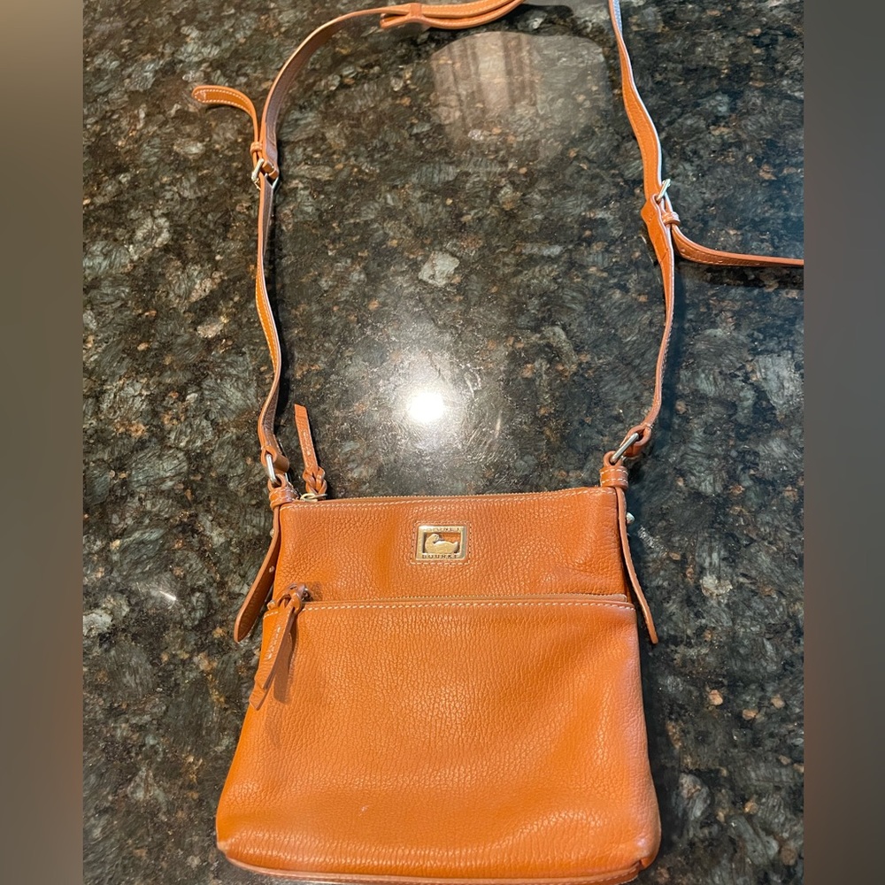 Dooney & Bourke Dillen Letter Carrier Burnt Orange Leather Crossbody Bag
